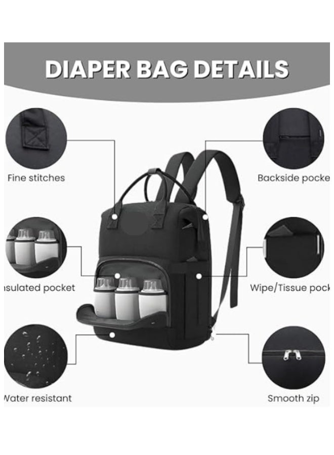 Diaper Bag Backpack  Large Waterproof Baby Diaper Bag, Insulated Bottle Pockets & Stroller Straps Travel Friendly Organizer for Moms & Dads Stylish & Durable Nappy Bag for Baby Essentials - Image 2