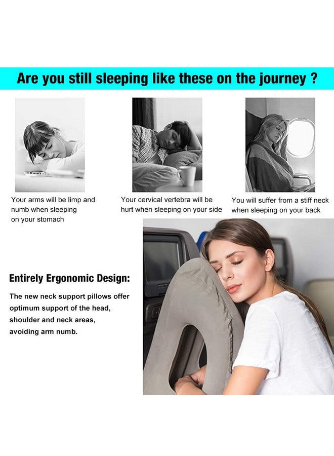 PALAY® Inflatable Travel Pillow, Inflatable Neck Air Pillow for Sleeping, Support Head, Chin, Neck and Lumbar, Avoid Neck & Shoulder Pain, Comfortable for Airplane, Car, Polyvinyl Chloride, Grey - Image 4