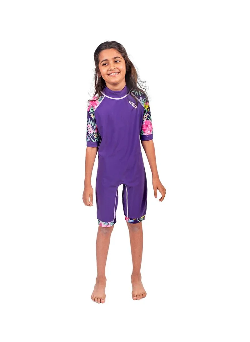 كويجا صن وير COEGA Kids Girls One Piece Suit - Purple Blue Tropical