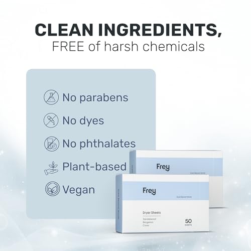 FREY Naturally Scented Dryer Sheets - Fabric Softener for Soft, Fresh & Clean Clothes (2-pack, Bergamot Beach) - Image 5