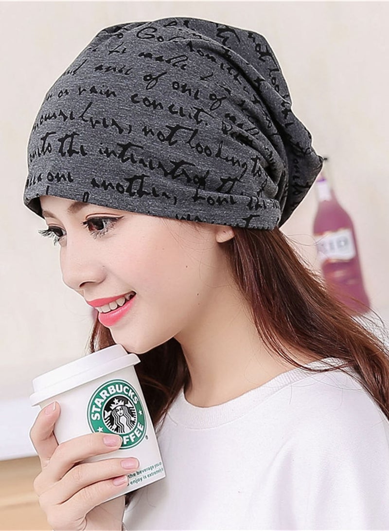 Unisex Slouchy Beanie Cap Hip-Hop Hooded Snowboard Hats Thin Summer Hat with Letter Printed (Dark Gray)  - Image 4