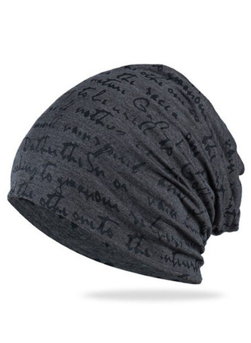 Unisex Slouchy Beanie Cap Hip-Hop Hooded Snowboard Hats Thin Summer Hat with Letter Printed (Dark Gray)  - Image 2