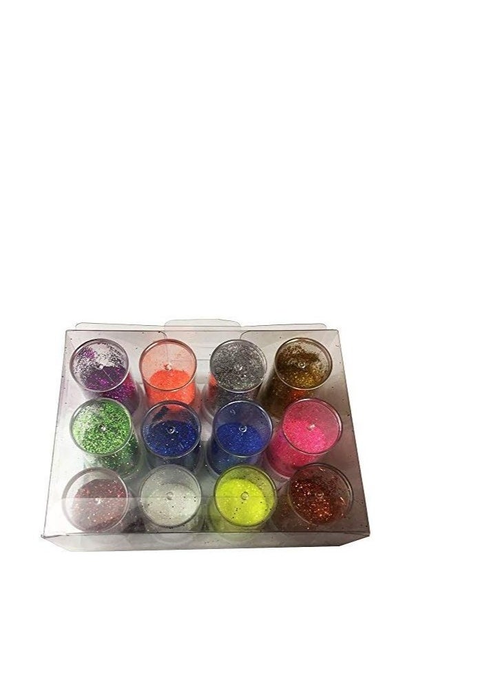 Sadaf Glitter Powder in 12 Tubes-Craft DIY Fine Glitter Powder (Random Color, 6 Regular Color and 6 neon Colors)  - Image 2