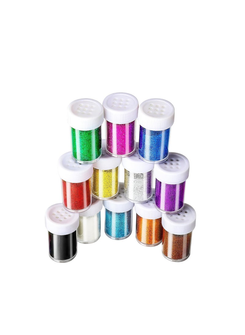Sadaf Glitter Powder in 12 Tubes-Craft DIY Fine Glitter Powder (Random Color, 6 Regular Color and 6 neon Colors)  - Image 5
