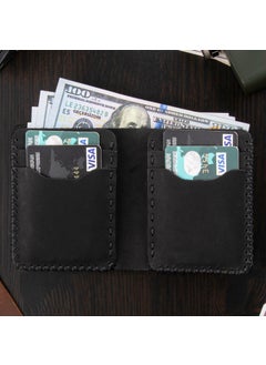 Vagave Khaki Leather Handmade Premium Wallet Card Holder Men's Wallet Black  - Image 1