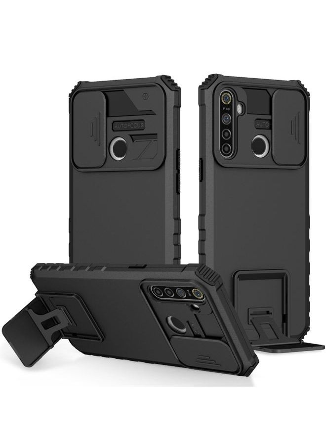HuHa Case Cover For Realme 5 / 5i / C3 Stereoscopic Holder Sliding Camshield Phone Case Black 