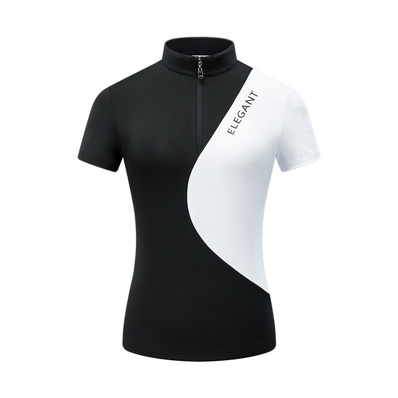 Generic GOLF Short-sleeved Womens T-shirt Spring and Summer New Breathable High Neck Slim-fit Top GOLF Ball Clothes Fashion Womens Clothing Sky Blue - Image 2