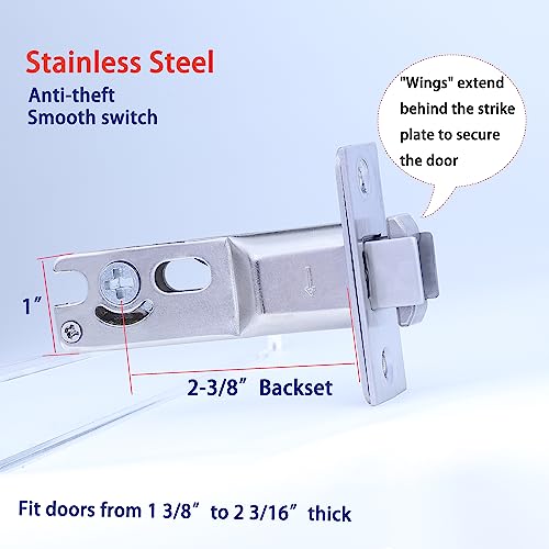 Dontay 2 Pack Pocket Door Privacy Lock Flush Handles 238 Backset BedBath Latch Recessed Knob Hardware for 1 38 to 2 316 Thickness Door Excluding Edge Pull Brushed Nickel Round - Image 3