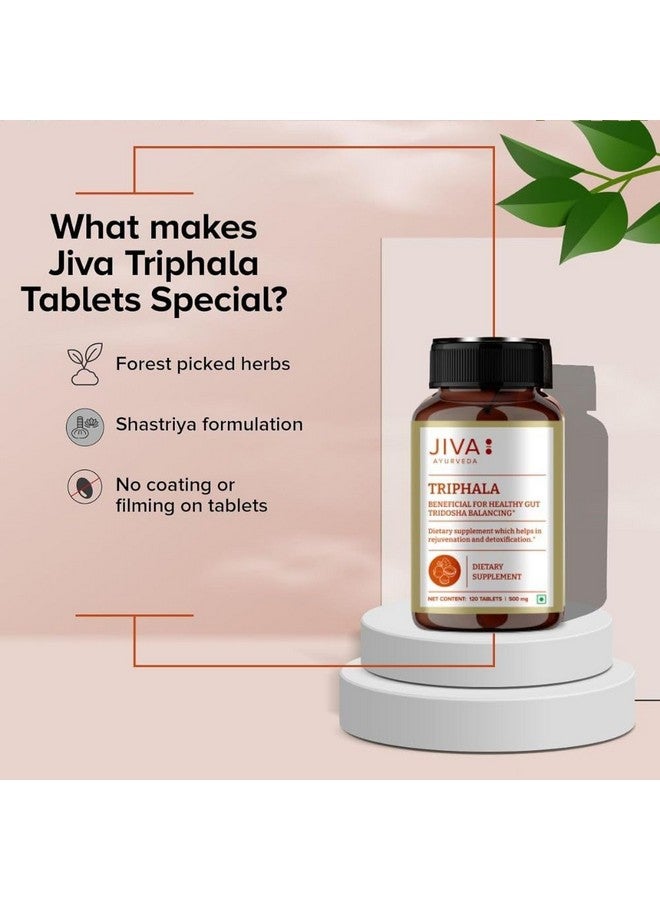 Jiva Jiva Triphala Tablet 500mg | 100% Ayurvedic Formulation Improves Digestion, Promotes Gut Health & Relives Constipation | Balances 3-Doshas | Excellent For Eye & Hair Issues - 120 Tablets (Pack Of 2) - Image 5