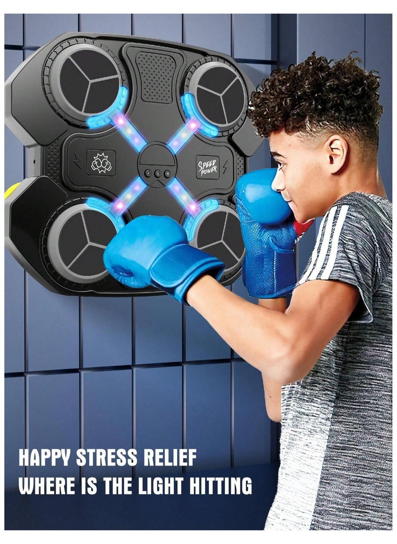 Smart Music Boxing Machine, Bluetooth Electronic Boxing Machine Wall Mounted with Boxing Glove,Boxing Machine with Smart Display Screen Suitable for Parent-Child Training