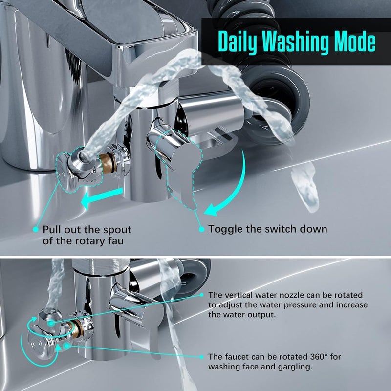 Kresal Kresal Washbasin Faucet External Shower Set Double Control Switch Bathroom Washbasin Sink Hose Sprayer Hair Washing Handheld Shower with Retractable Hose and Bracket Shower and More - Image 4