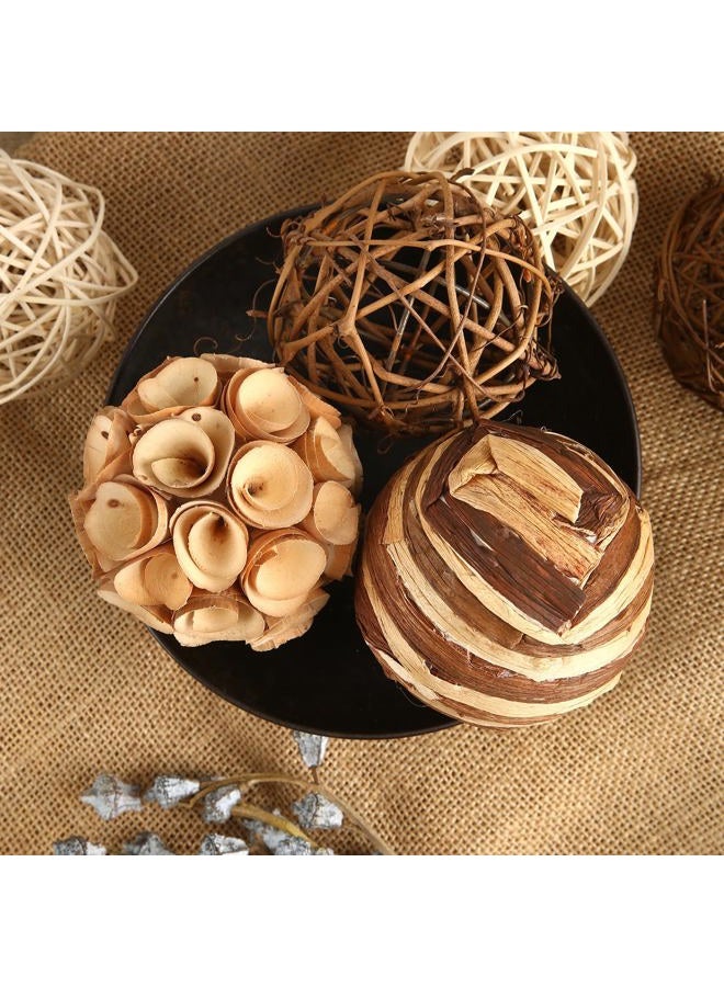 CIR OASES Decorative Bowl & Vase Filler Balls for Home Decor, Set of 6 PCS Natural Tone Rattan Wicker Balls Centerpieces Decoration, Decorative Orbs Vase Bowl Filler for Table Centerpieces - Image 1