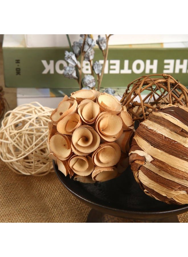 CIR OASES Decorative Bowl & Vase Filler Balls for Home Decor, Set of 6 PCS Natural Tone Rattan Wicker Balls Centerpieces Decoration, Decorative Orbs Vase Bowl Filler for Table Centerpieces - Image 5