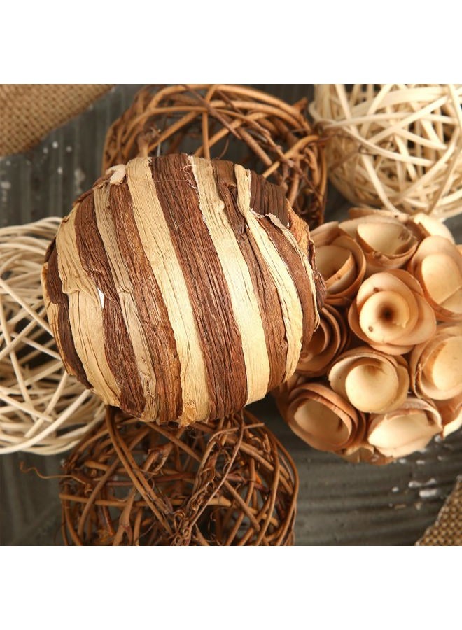CIR OASES Decorative Bowl & Vase Filler Balls for Home Decor, Set of 6 PCS Natural Tone Rattan Wicker Balls Centerpieces Decoration, Decorative Orbs Vase Bowl Filler for Table Centerpieces - Image 4
