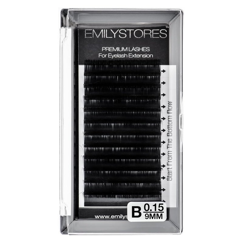 Lash Extensions 0.15mm Thickness B Curl 9mm Length Volume Individual Natural-Looking Eyelashes For Eyelash Extensions(0.15,B,9mm)