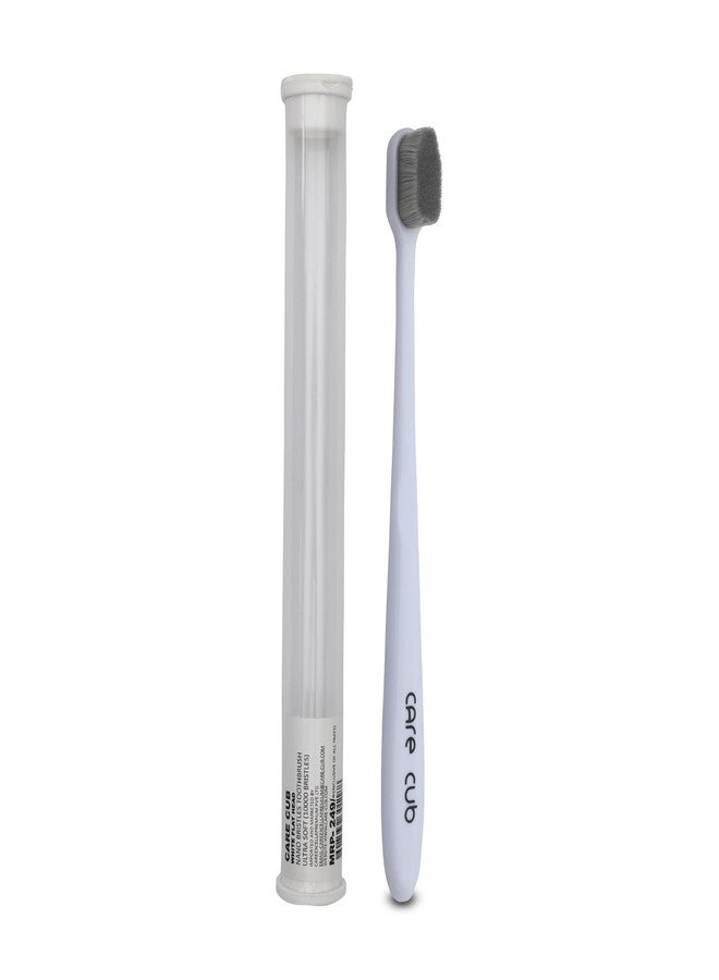 CARE CUB CARECUB White Flat Head Toothbrushes - BPA-Free, Ultra Soft Micro Nano Bristles for Gentle Cleaning, Perfect for Sensitive Teeth, Oral Care Bliss, Youth & Adults Pack of 2 - Image 1