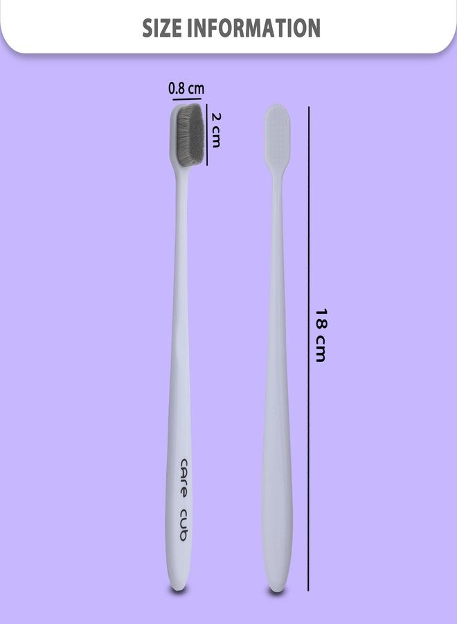 CARE CUB CARECUB White Flat Head Toothbrushes - BPA-Free, Ultra Soft Micro Nano Bristles for Gentle Cleaning, Perfect for Sensitive Teeth, Oral Care Bliss, Youth & Adults Pack of 2 - Image 4