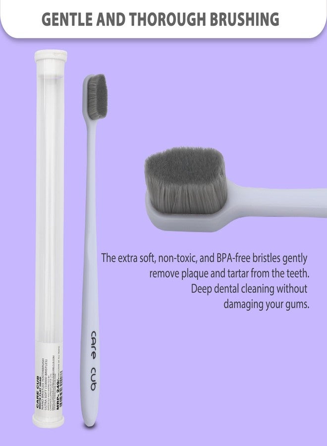 CARE CUB CARECUB White Flat Head Toothbrushes - BPA-Free, Ultra Soft Micro Nano Bristles for Gentle Cleaning, Perfect for Sensitive Teeth, Oral Care Bliss, Youth & Adults Pack of 2 - Image 2
