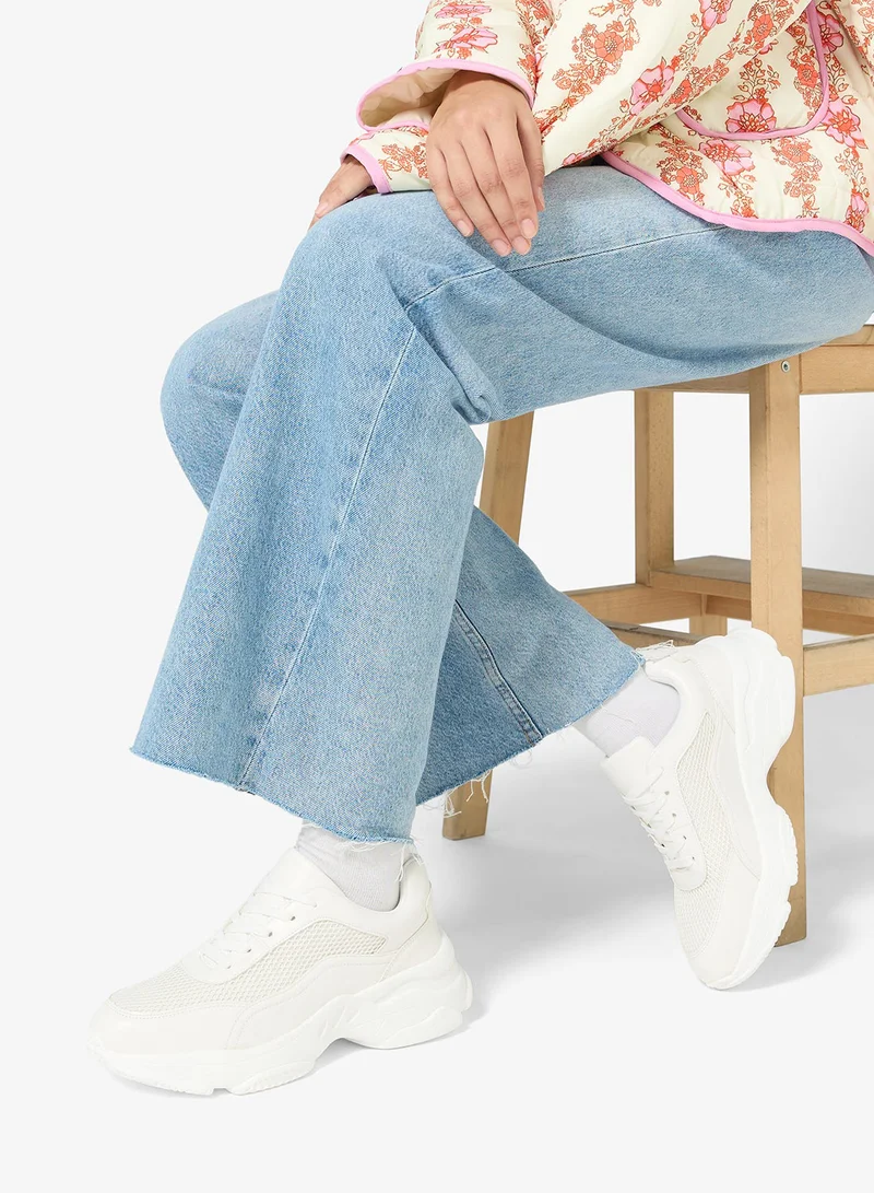 Ginger White Chunky Comfort Sneakers for Women | Best Price UAE