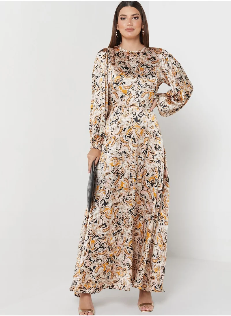 NASTY GAL Open Back Floral Print Dress