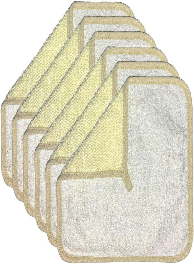 Mr.Cui'shop 6 Pack 12" Large XL Soft Weave Spa Exfoliating Face and Body Wash Cloths, Dual-Sided with Exfoliating Scrub and Soft Terry Cloth for Shower - Remove Dead Skin - Great for Skin in The Bath - Image 1