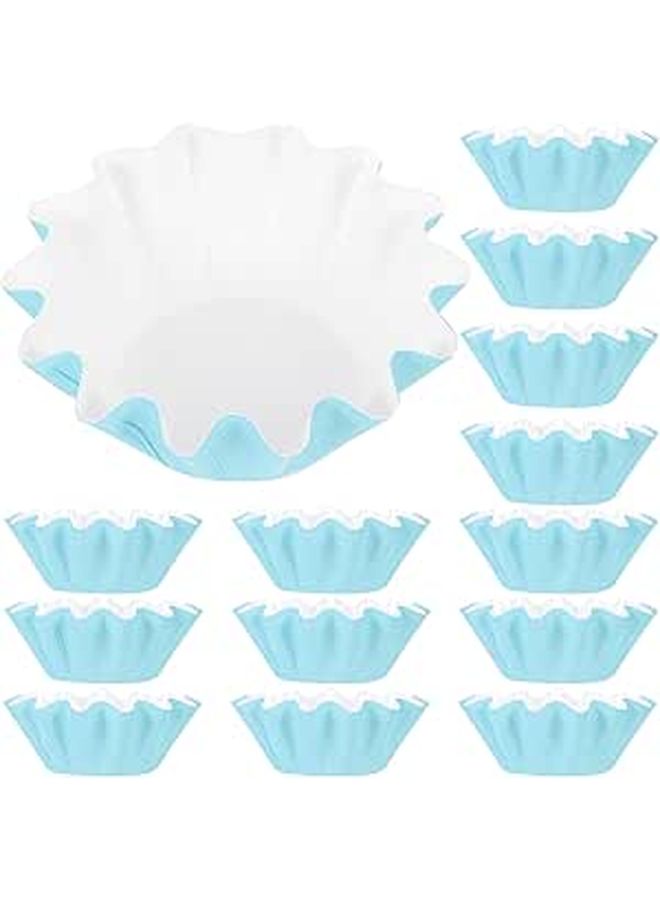 Blue Baking Cups Cupcake Paper Liners Wave Edge 100pcs Greaseproof - Image 1