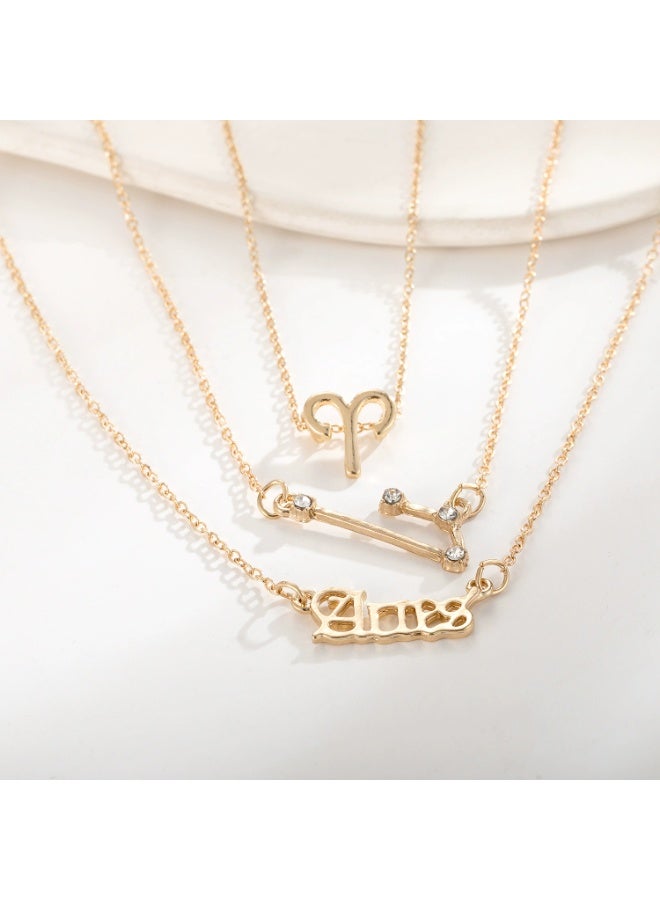 Goolsky Bestseller 3-Layer Zodiac Necklace Set – Vintage Celestial Charms & Gothic Letters, Horoscope Jewelry for Women - Image 1
