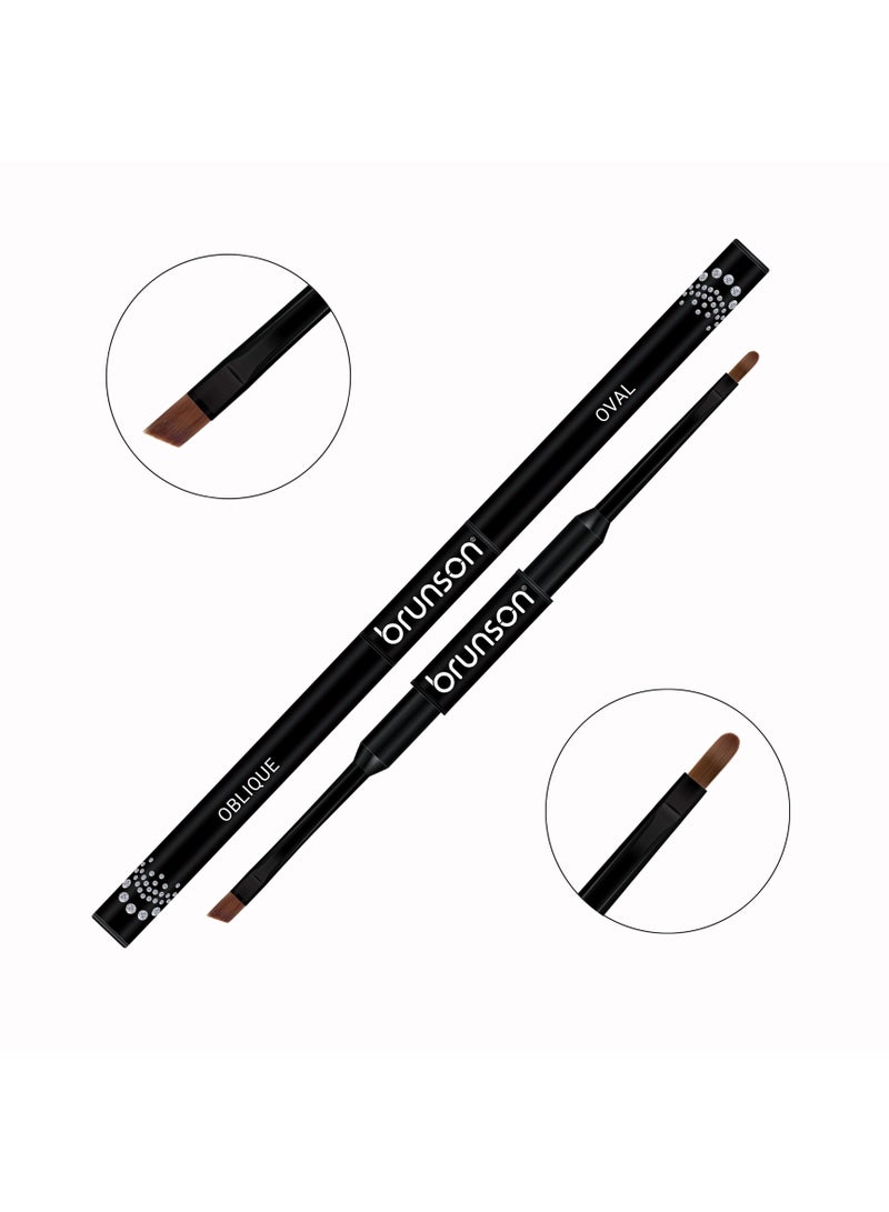 Nail Art Brush | Brunson 2-in-1 Dual Side | Oblique & Oval Nail Brush, Gel Polish & Gel Nail Art Brush, Nail Painting, Nail Design, Nail Detailing, Fine Detail, French Manicure, Acrylic Nail Art, Manicure & Professional Nail Art Tools