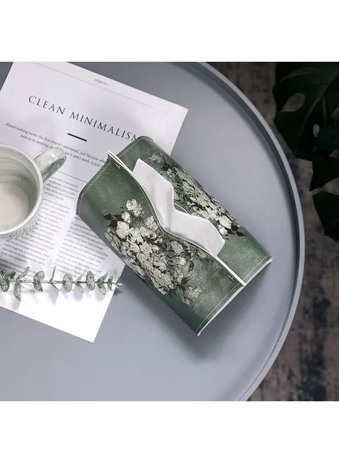 Green Faux Leather Tissue Box Holder Car And Home Paper Dispenser Case - Image 5