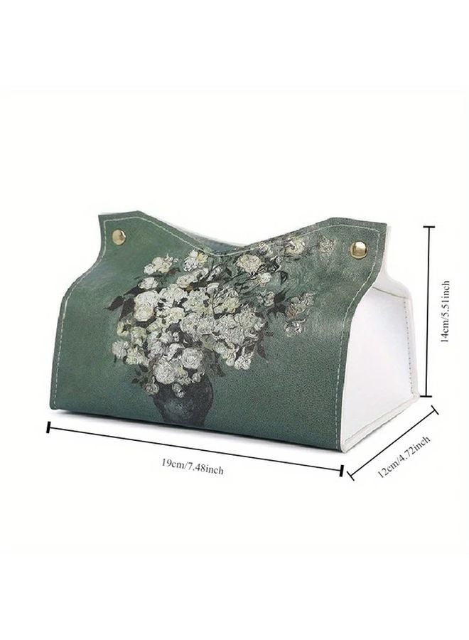 Green Faux Leather Tissue Box Holder Car And Home Paper Dispenser Case - Image 4