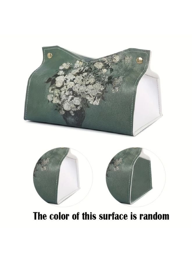 Green Faux Leather Tissue Box Holder Car And Home Paper Dispenser Case - Image 3