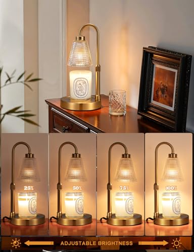 Innqoo Big Gold Candle Warmer Lamp with Timer, Dimmable Candle Warmer for Home Decor, Height Adjustable Candle Lamp for Jar Candles, Birthday Gifts for Women Mom, House Warming Gifts New Home - Image 3