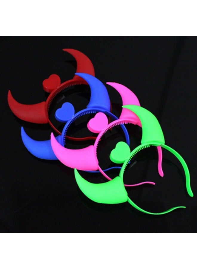 Cheering Headband Glow Stick Small Gift Party Flash Horn Head Hoop Horn Head Buckle Toy-Color:Horns  - Image 5