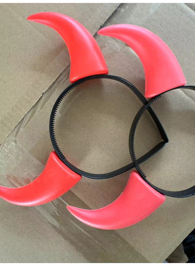 Cheering Headband Glow Stick Small Gift Party Flash Horn Head Hoop Horn Head Buckle Toy-Color:Horns  - Image 1