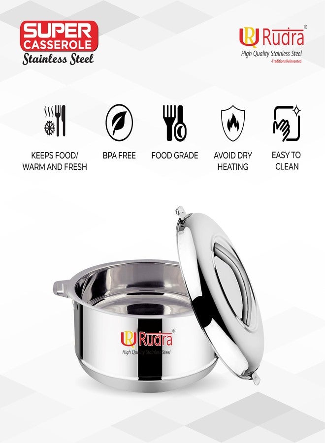 Rudra Super Double Walled Stainless Steel Casserole, | PU Insulated | Hot & Cold | Hygiene | Odourless|Easy to Carry| (2L) - Image 2