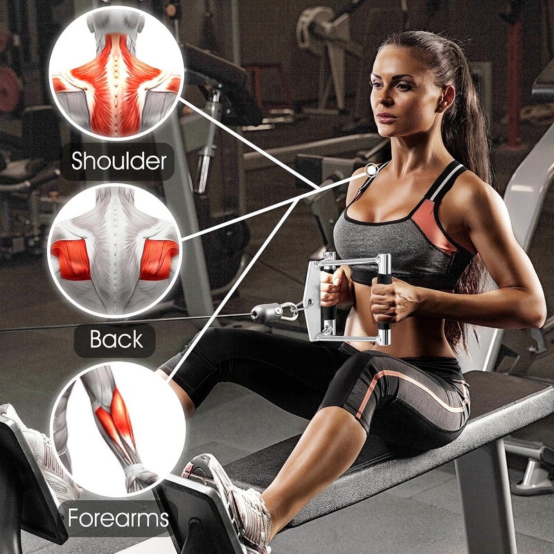 Yes4All Combo Double D Handle Cable Attachment, Tricep Rope/Tricep Pull Down Rope, Rotating Straight Bar, and V-Shaped Bar Handle - Image 4