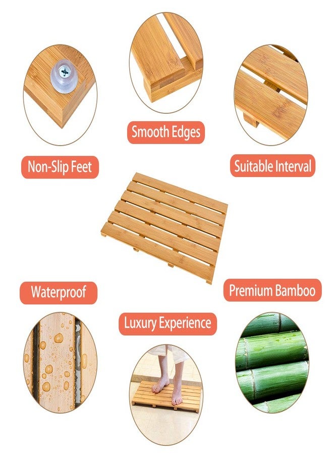 Bamfan Bath Mat for Luxury Shower - Non-Slip Bamboo Sturdy Water Proof Bathroom Carpet for Indoor or Outdoor Use - Image 5