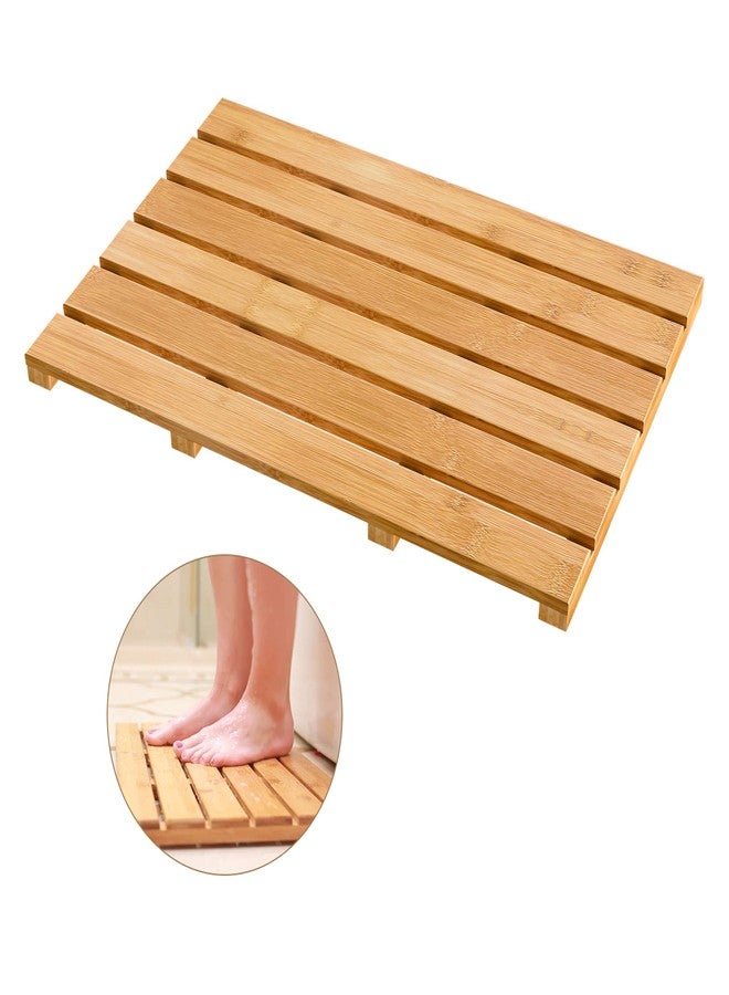 Bamfan Bath Mat for Luxury Shower - Non-Slip Bamboo Sturdy Water Proof Bathroom Carpet for Indoor or Outdoor Use - Image 1