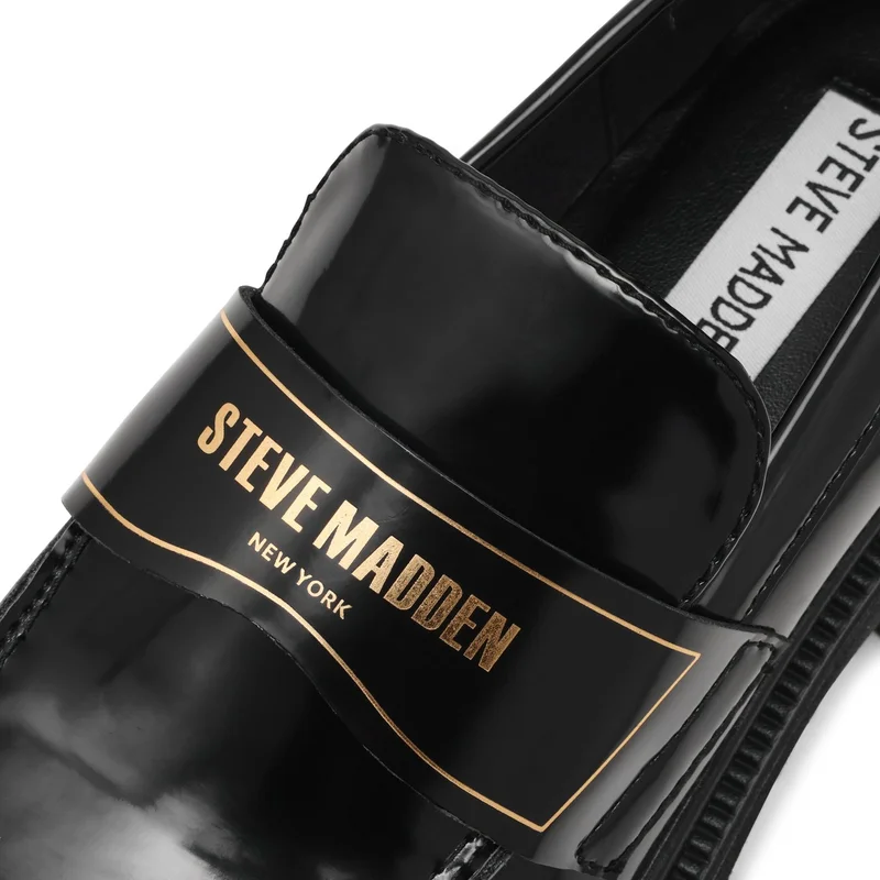 STEVE MADDEN Steve madden file-away women's black box leather loafers