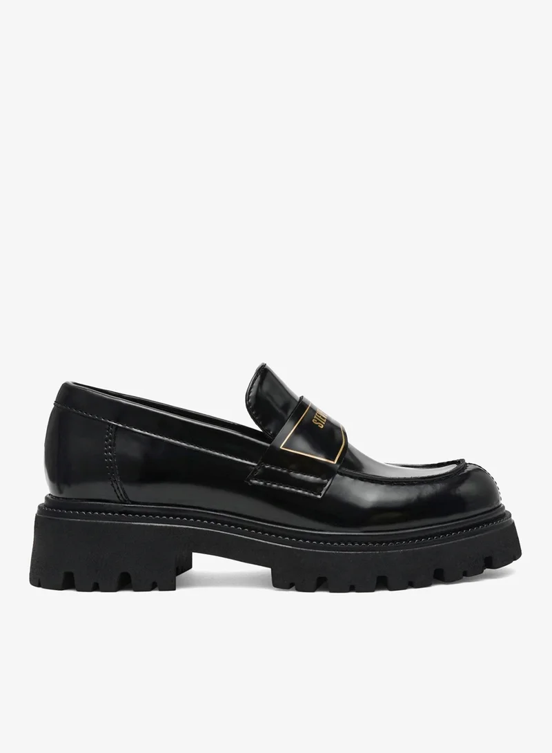 Steve madden file-away women's black box leather loafers