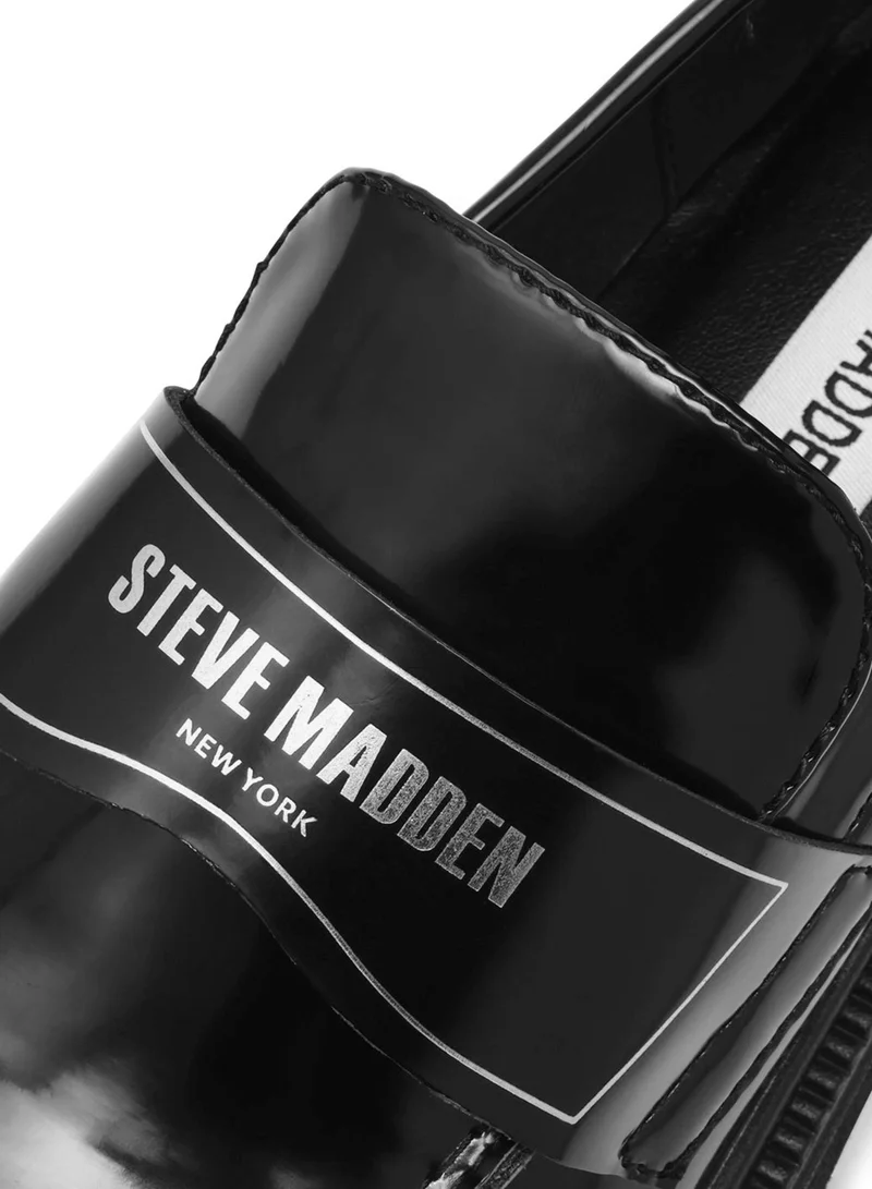 STEVE MADDEN Steve madden file-away women's black box leather loafers