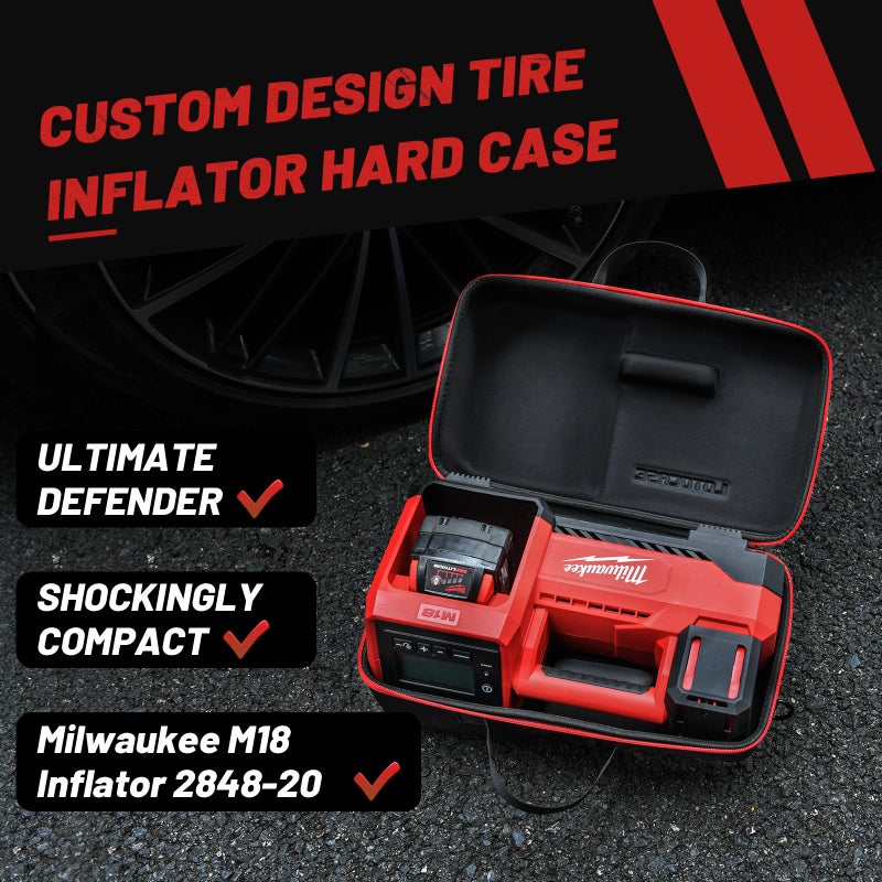LOTOCASE Air Compressor Bag for Milwaukee M18 Inflator 2848-20, Air Pump Custom-Fit Storage Carrying Hard Case for Milwaukee Tools - Included Neck Strap (Only Case) - Image 2