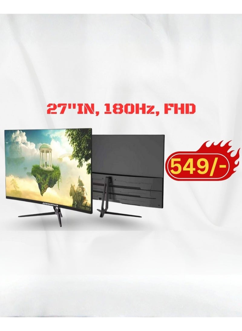 شاشة ألعاب أرمون برين 27 بوصة، معدل تحديث 180 هرتز، دقة FHD – تصميم بدون إطار، HDMI/DP - Image 2
