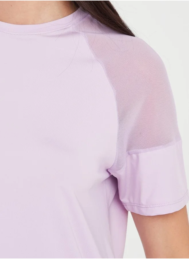 Styli Shoulder Mesh Panel Insert Oversized Yoga Active Top
