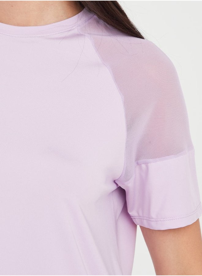 Styli - Shoulder Mesh Panel Insert Oversized Yoga Active Top - Image 1