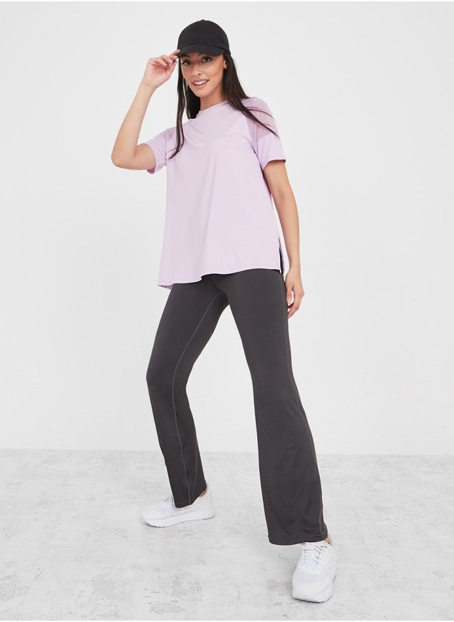 Styli - Shoulder Mesh Panel Insert Oversized Yoga Active Top - Image 1