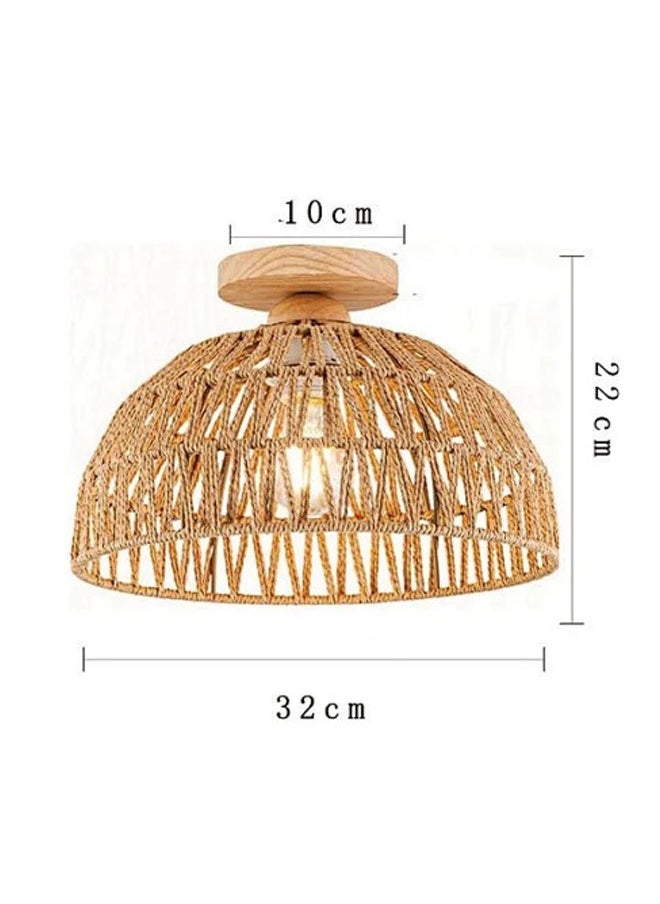 Sumkyle Rattan ceiling light, bohemian style half ceiling low light, handmade rattan lighting fixture, E27 pendant light for living room bedroom dining room kitchen hallway  - Image 5