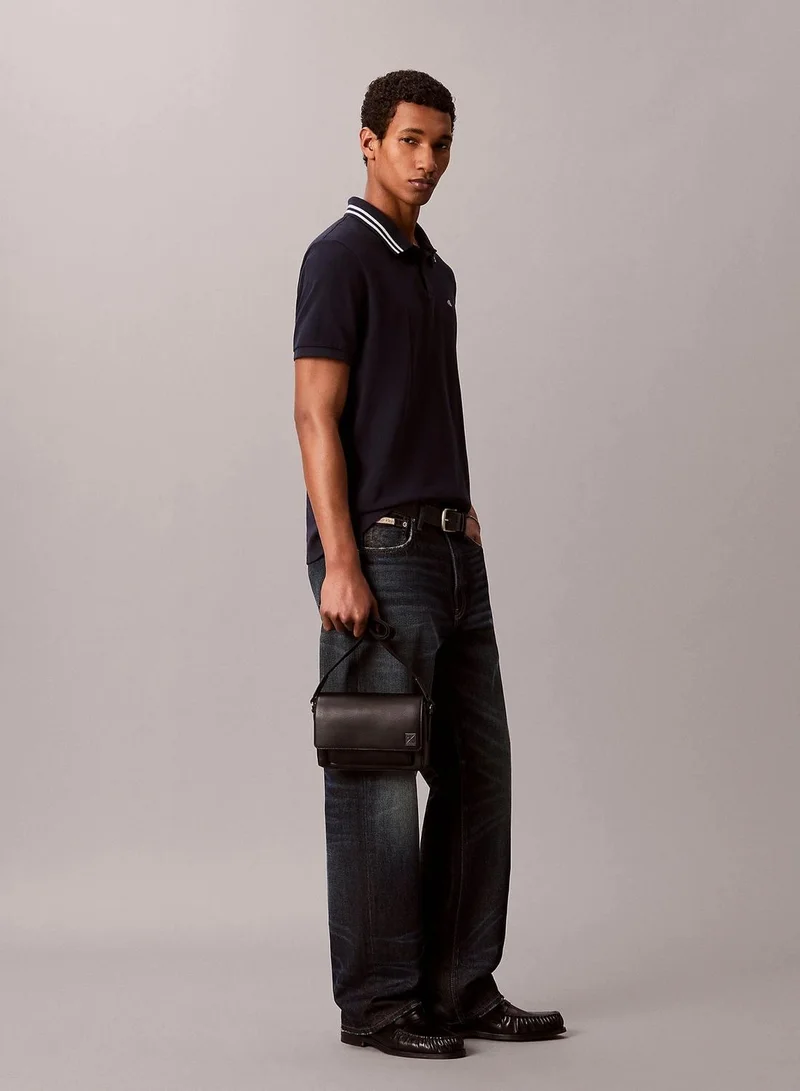 Calvin Klein Black Small Saffiano Emblem Messenger Bag for Men | Best Price UAE