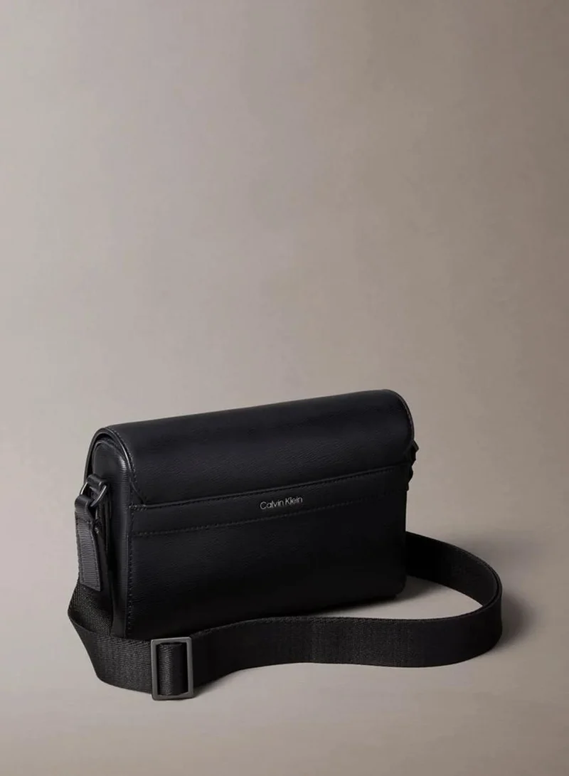 Calvin Klein Black Small Saffiano Emblem Messenger Bag for Men | Best Price UAE