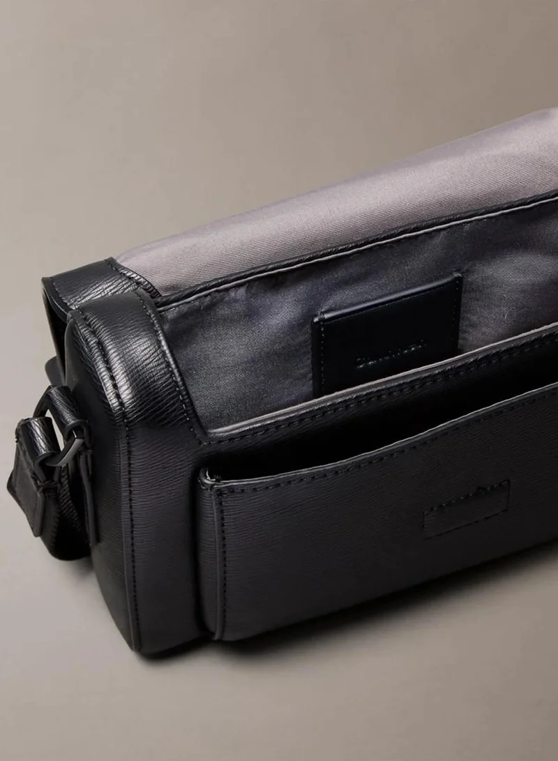 Calvin Klein Black Small Saffiano Emblem Messenger Bag for Men | Best Price UAE